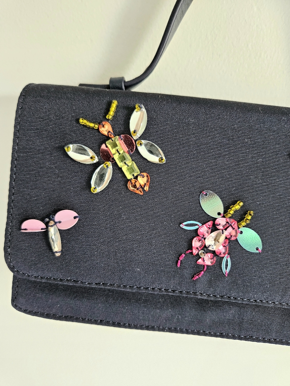 Talbots Navy Bug Purse Rhinestone Multi-color Evening Bag - Picture 2 of 7